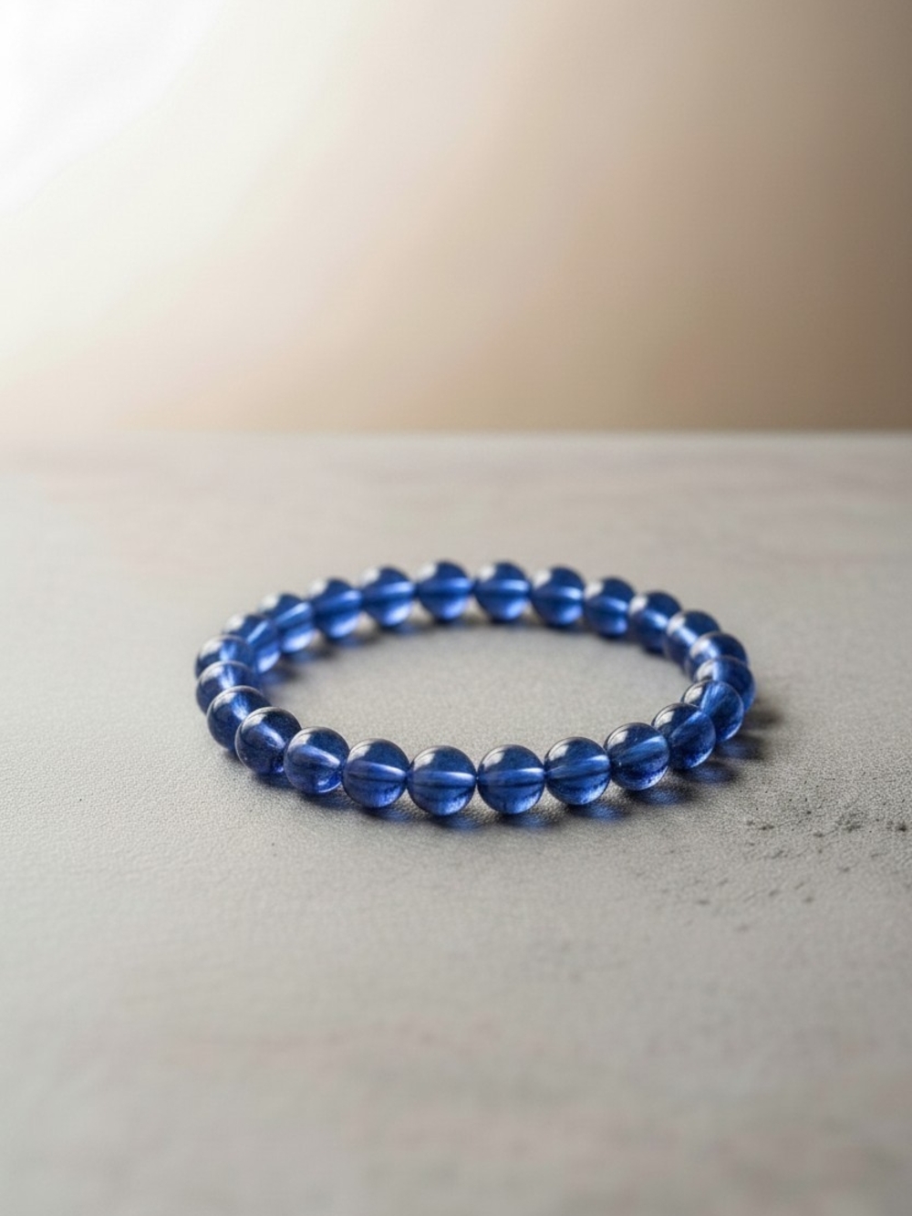 Sapphire Glass Bead Stretch Bracelet